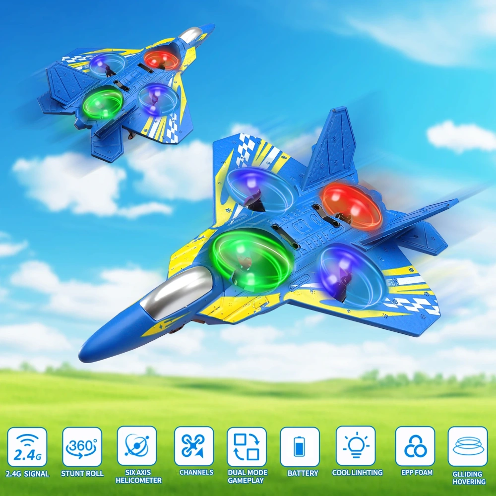 RC Glider 2.4G Remote Control Flying Helicopter Stunt Tumbling UAV Hovering Aircraft with Colorful Lights Airplane Toy Drone