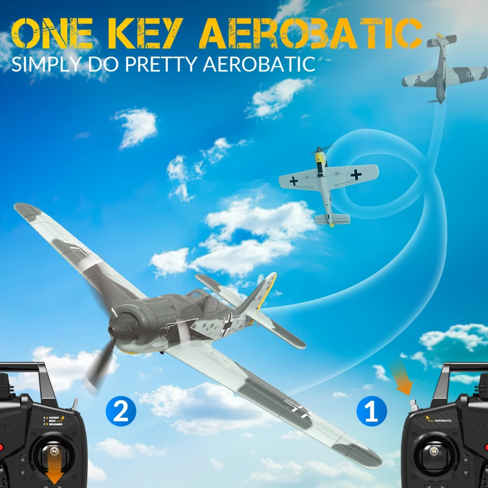 VOLANTEXRC FW190 RC Plane 2.4G 4CH 6 Axis EPP 400mm Wingspan One Key Aerobatic 3 Modes RTF Fighter ﻿