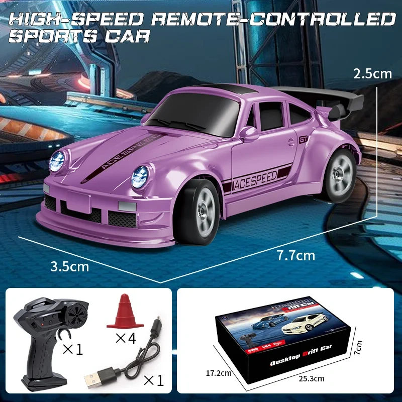 1/64 RC Car Four-Wheel Drive Remote Control Desktop Stunt Car Full Proportions Mini Racing Drift Car Toy Model Gift