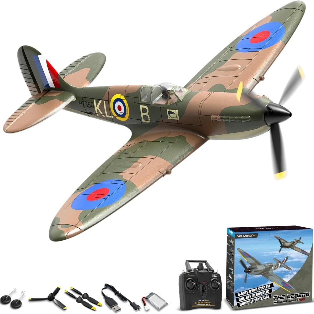 VOLANTEXRC RC Plane 400mm Zero/P51 Mustang /BF109/Spitfire RTF Airplane with Xpilot Stabilization System One Key Aerobatic