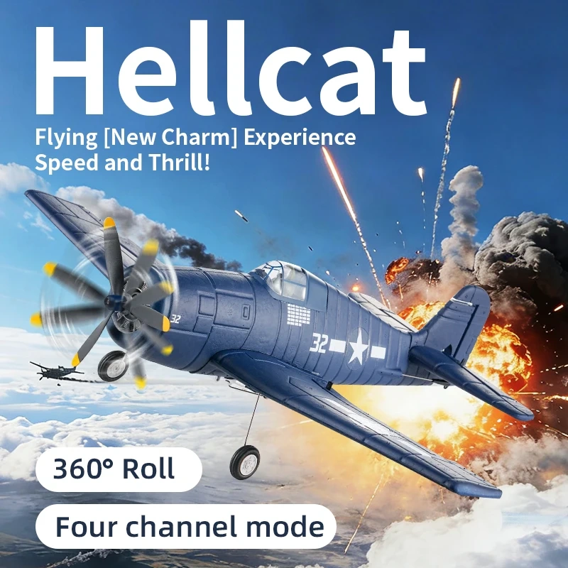 F6F Hellcat RC Plane FX9503 2.4G 4CH EPP Fixed Wing RC Fighter With Brushless Motor One Key Stunt 360 Roll RC Plane Toy For Boys