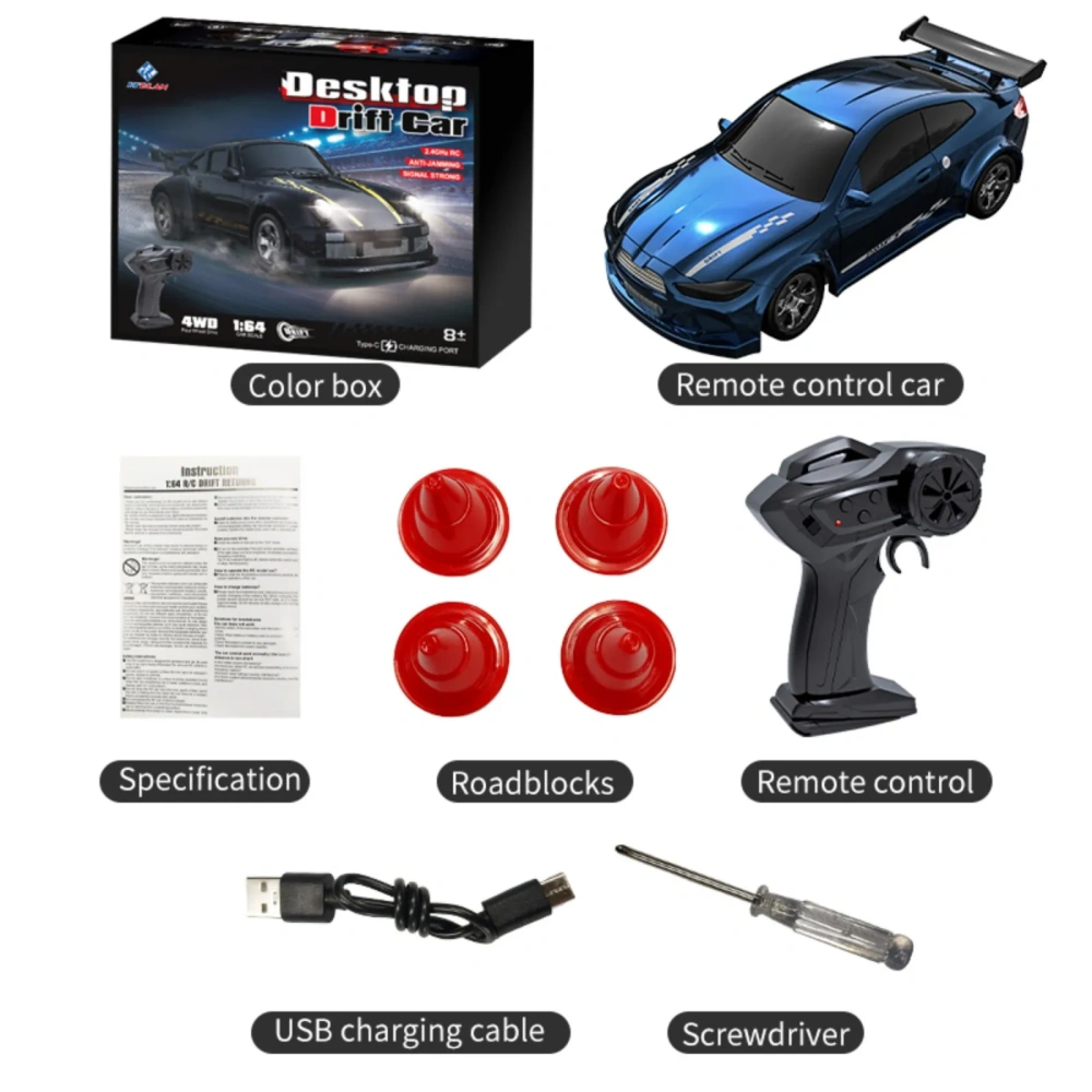 KF20 1:64 RC Drift Car  2.4G4 WD RC Racing Car Mini High-Speed Full Proportions Desktop Remote Control Car Electric Toy Boys