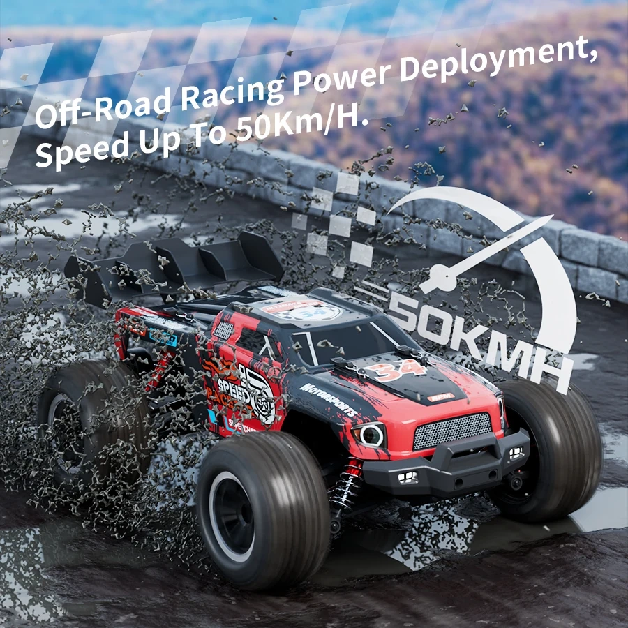 1:16 RC Car 2.4G 50KM/H 4WD Full Proportional RC Truck With Brushless Motor High Speed Drift Climbing Car For All Terrain
