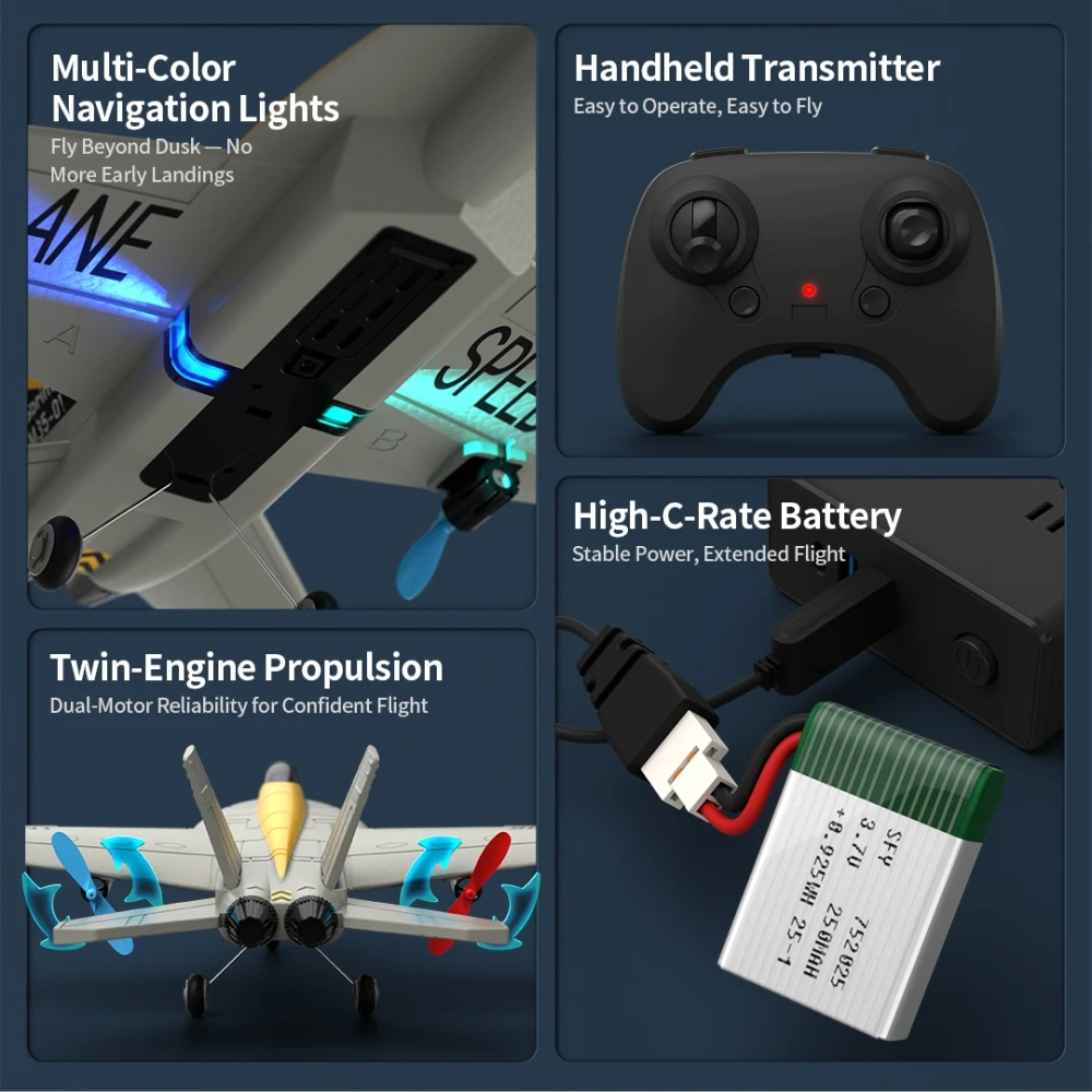 F18 Hornet RC Glider 2.4G 2CH 6-Axis Stability Remote Control Foam Aircraft With LED Lights Hand Throwing Airplane RC Toys Gifts