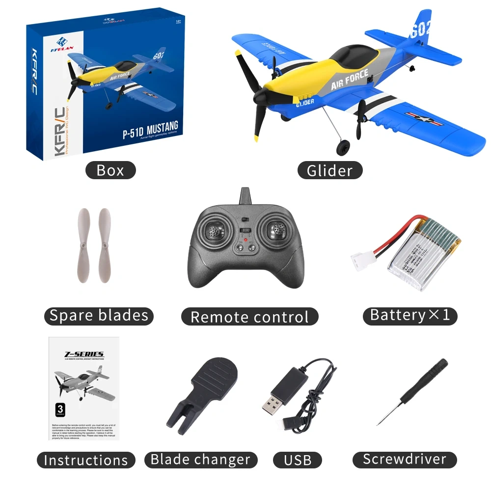 Z61 RC Plane BF109 Fighter 2.4G 3CH Smart Balance EPP Foam  RC Gliders Fixed Wingspan RC Aircraft Toys