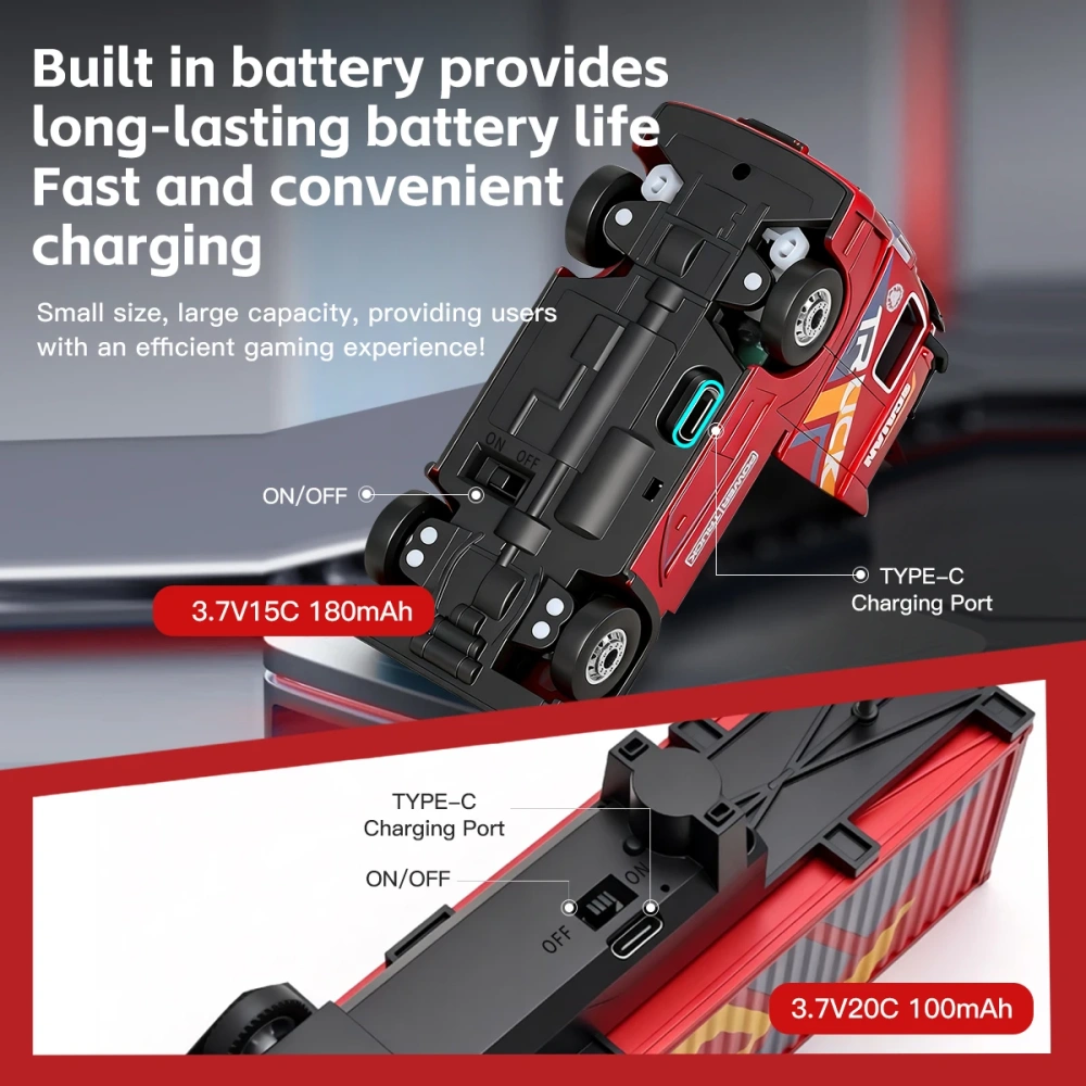 1:64 RC Truck With Container 2.4G 4WD RC Tractor Trailer With Lights Mini RC Drift Truck Detachable Truck Head & 3 Speed Adjust
