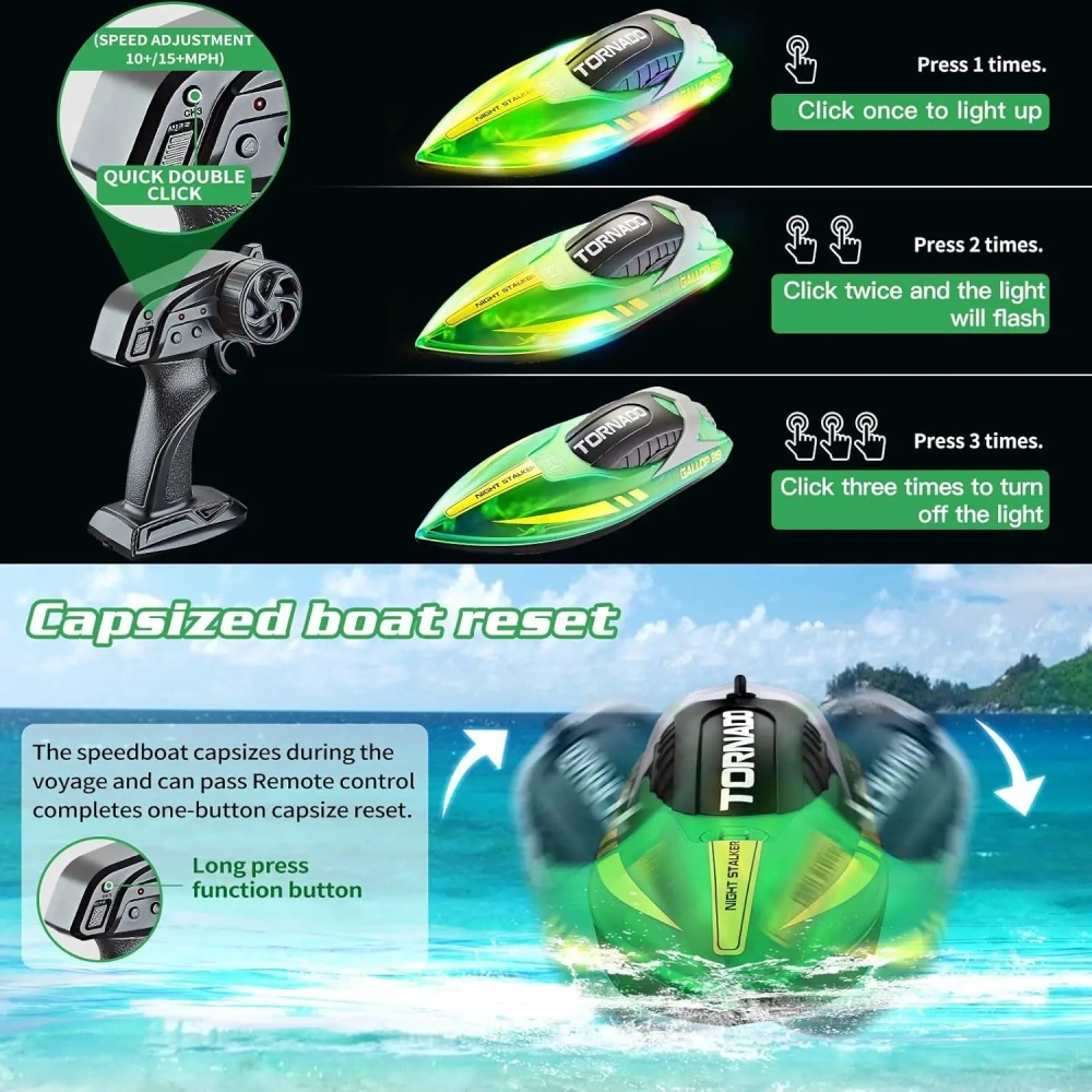HJ819 RC Boat 2.4Ghz 15km/h Remote Control High-Speed Racing Waterproof Electric Ship Water Speed Boat Children Model Toy