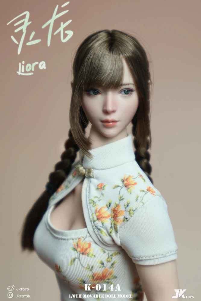 JKTOYS 1/6 K-014 Asian Beauty Girl Liora Head Sculpt Carving Model Movable Eyes Fit 12'' Female Soldier Action Figure Body Dolls