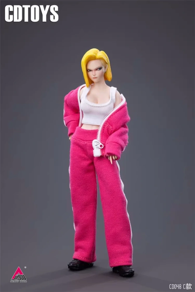 CDtoys 1/12 Scale CD048 Android 18 Head Sculpt Costume Clothes Model Fit 6inch Female Soldier Seamless Action Figure Body