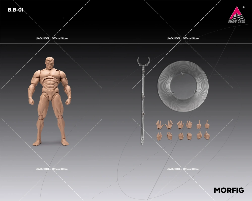 MORFIG 1/12 Scale Male Strong Muscle Body Super Flexible Joint Body 17.3cm White/Yellow/Black Soldier Action Figure Body Doll