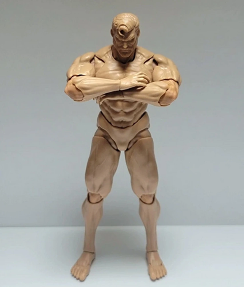 MORFIG 1/12 Scale Male Strong Muscle Body Super Flexible Joint Body 17.3cm White/Yellow/Black Soldier Action Figure Body Doll