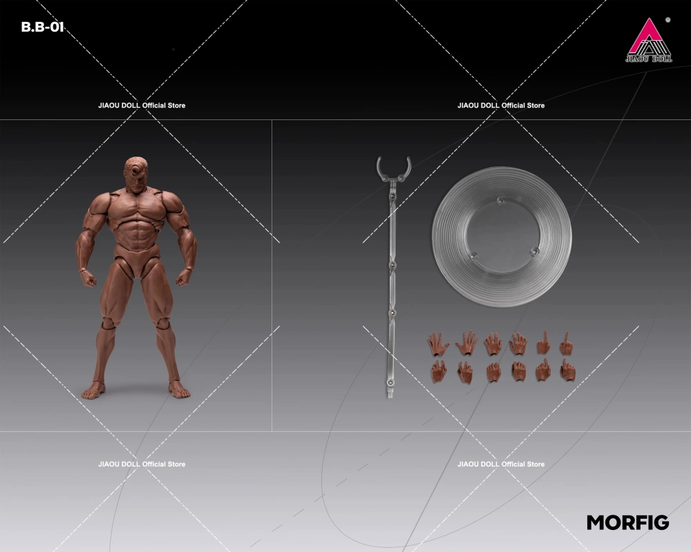 MORFIG 1/12 Scale Male Strong Muscle Body Super Flexible Joint Body 17.3cm White/Yellow/Black Soldier Action Figure Body Doll