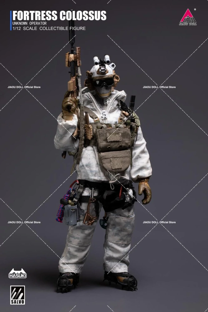 HASUKI SA03 1/12 Scale Black Action Series Snow Mountain Ghost Full Set Male Soldier Action Figure Model Doll Collectible Toys