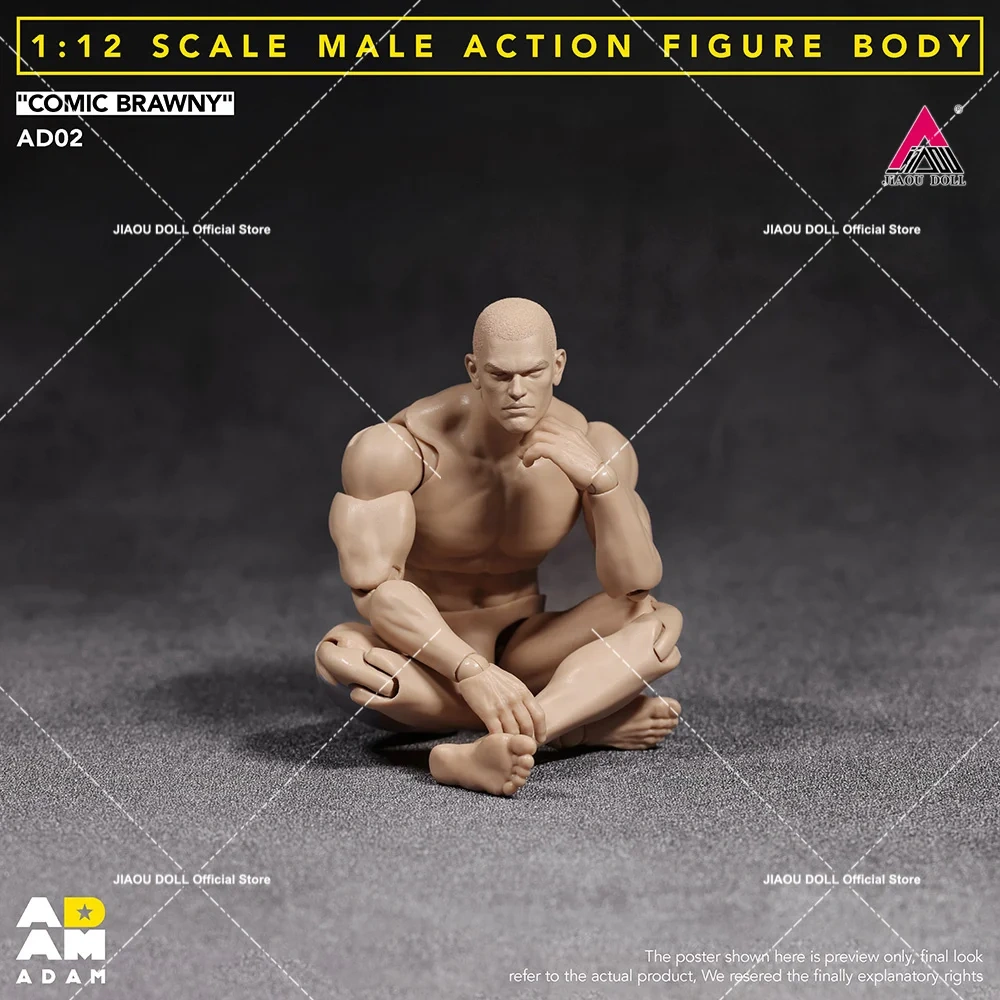 ADAM AD02 1/12 Super Flexible Male Comic Brawny Joint Body with Head Sculpt 6''Soldier Action Figure Articulated Body