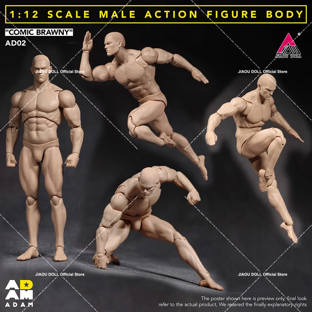 ADAM AD02 1/12 Super Flexible Male Comic Brawny Joint Body with Head Sculpt 6''Soldier Action Figure Articulated Body