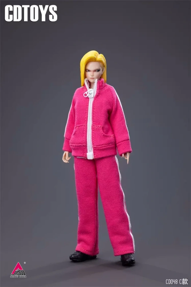 CDtoys 1/12 Scale CD048 Android 18 Head Sculpt Costume Clothes Model Fit 6inch Female Soldier Seamless Action Figure Body