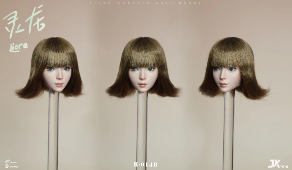 JKTOYS 1/6 K-014 Asian Beauty Girl Liora Head Sculpt Carving Model Movable Eyes Fit 12'' Female Soldier Action Figure Body Dolls