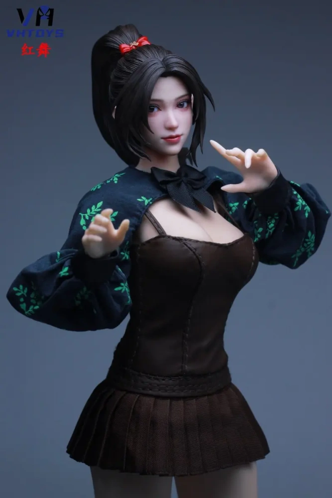 VHTOYS VH002 1/6 Beauty Girl Head Sculpture Movable Eyes Replaceable Bangs Model Fit 12'' Female Soldier Action Figure Body Doll