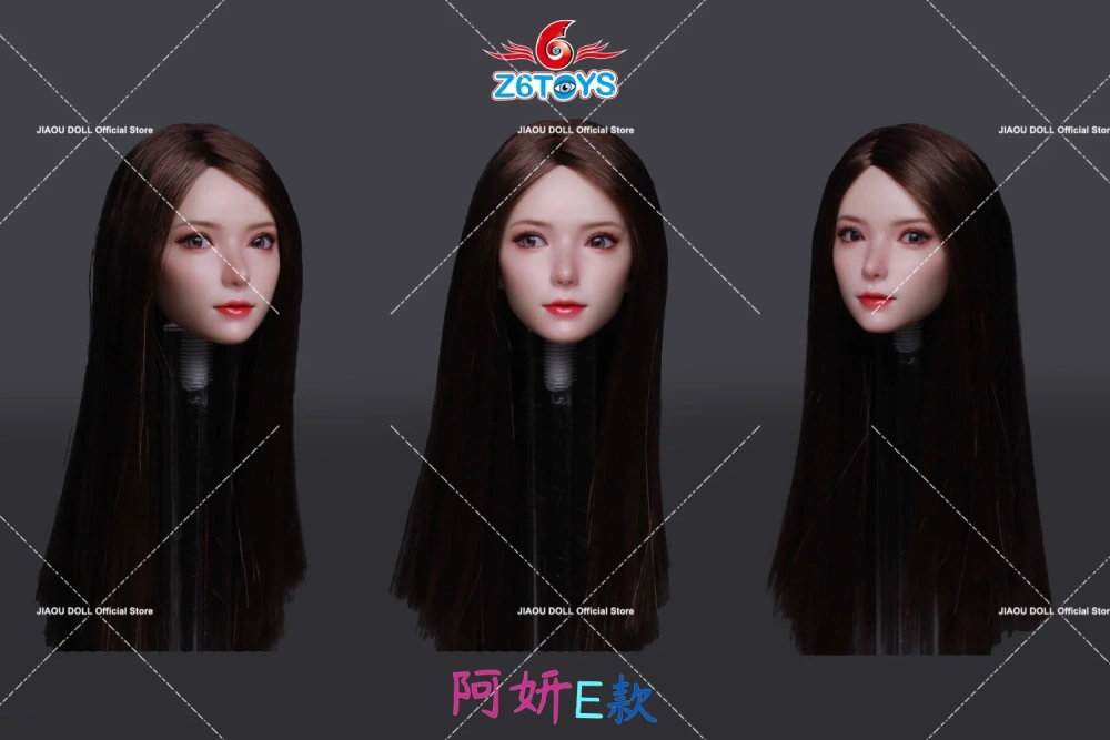 6TOYS ZC018 1/6 Asian Youth Beauty Girl Head Sculp Movable Eyes Carving Model For 12'' Female Action Figure Body Dolls