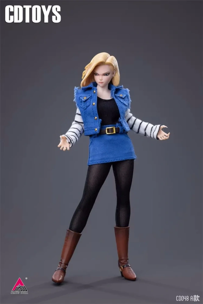 CDtoys 1/12 Scale CD048 Android 18 Head Sculpt Costume Clothes Model Fit 6inch Female Soldier Seamless Action Figure Body