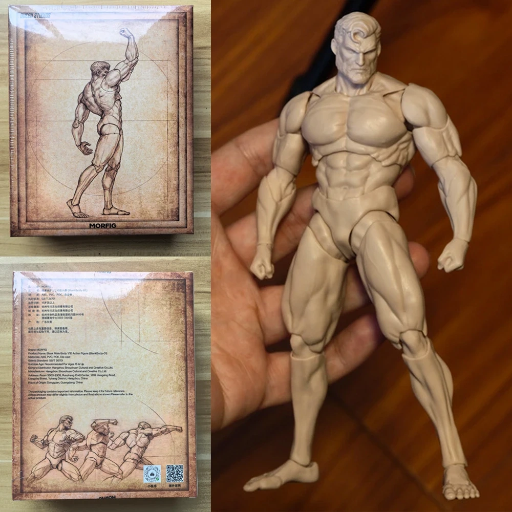MORFIG 1/12 Scale Male Strong Muscle Body Super Flexible Joint Body 17.3cm White/Yellow/Black Soldier Action Figure Body Doll