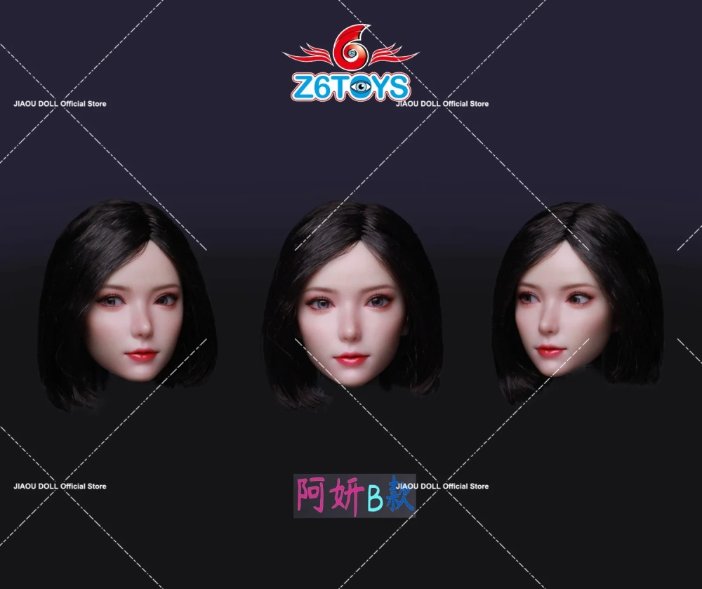 6TOYS ZC018 1/6 Asian Youth Beauty Girl Head Sculp Movable Eyes Carving Model For 12'' Female Action Figure Body Dolls