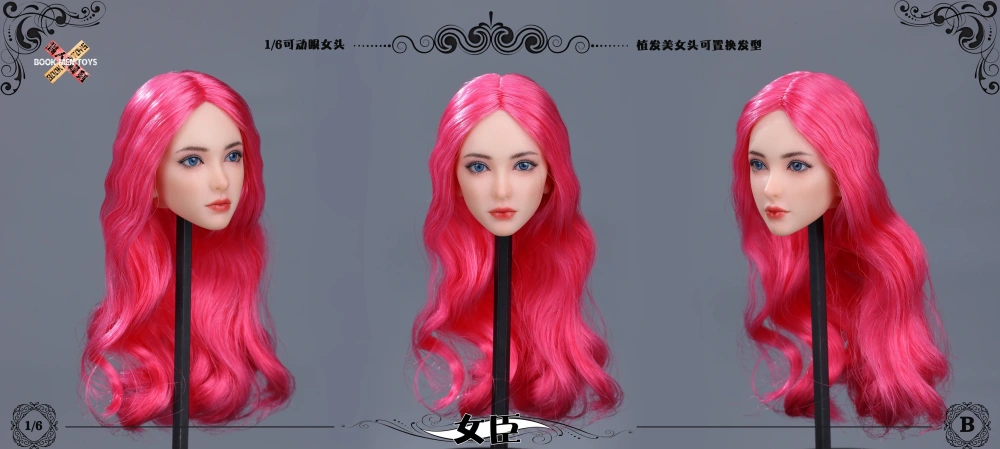 BOOK MEN TOYS BM003 1/6 Scale Girl Head Sculpt Carving with Movable Eyes Fit 12'' Female Soldier Action Figure Body