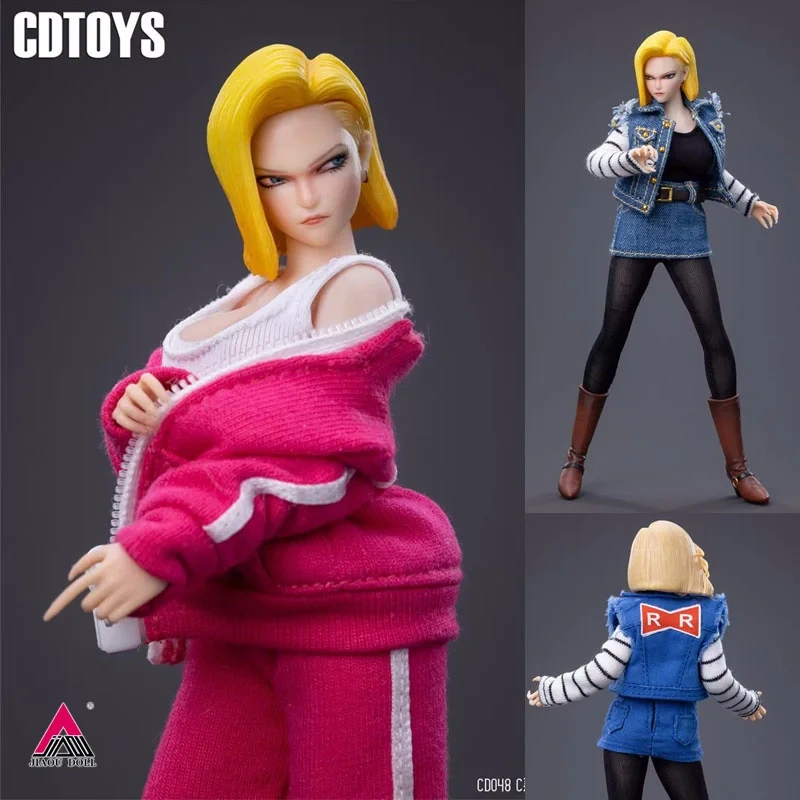 CDtoys 1/12 Scale CD048 Android 18 Head Sculpt Costume Clothes Model Fit 6inch Female Soldier Seamless Action Figure Body