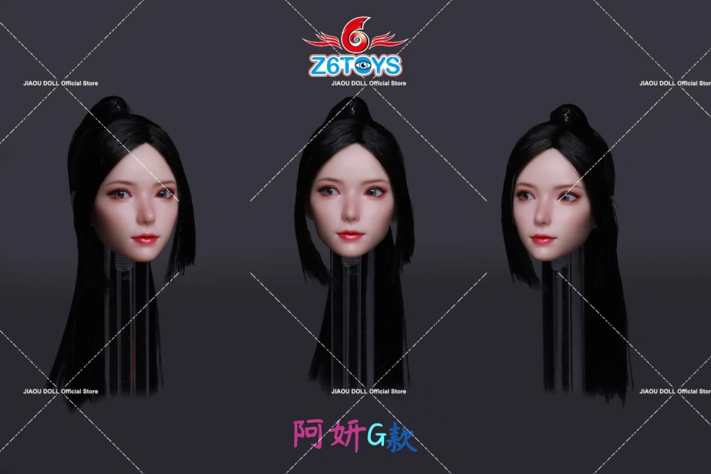 6TOYS ZC018 1/6 Asian Youth Beauty Girl Head Sculp Movable Eyes Carving Model For 12'' Female Action Figure Body Dolls