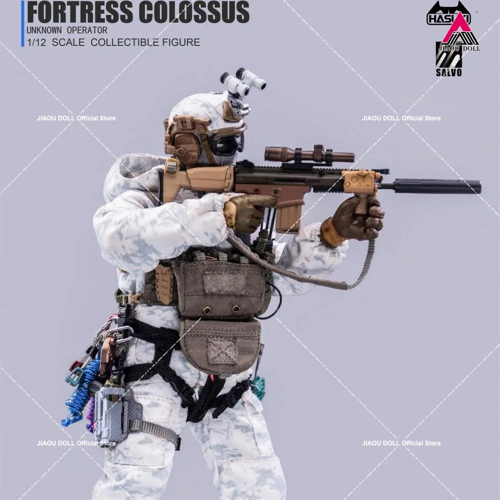 HASUKI SA03 1/12 Scale Black Action Series Snow Mountain Ghost Full Set Male Soldier Action Figure Model Doll Collectible Toys