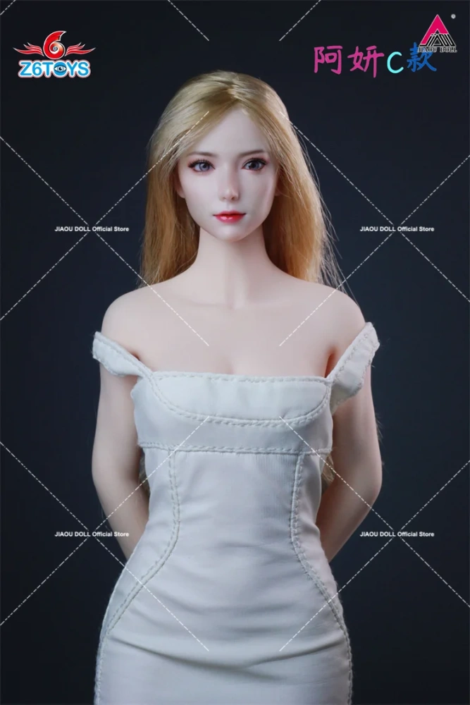 6TOYS ZC018 1/6 Asian Youth Beauty Girl Head Sculp Movable Eyes Carving Model For 12'' Female Action Figure Body Dolls