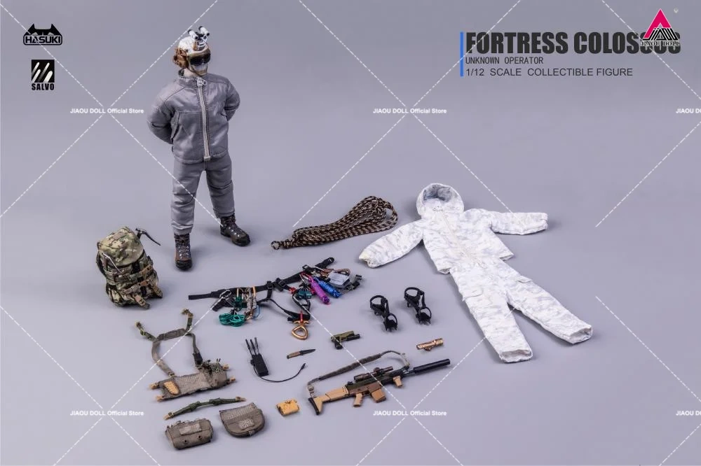 HASUKI SA03 1/12 Scale Black Action Series Snow Mountain Ghost Full Set Male Soldier Action Figure Model Doll Collectible Toys