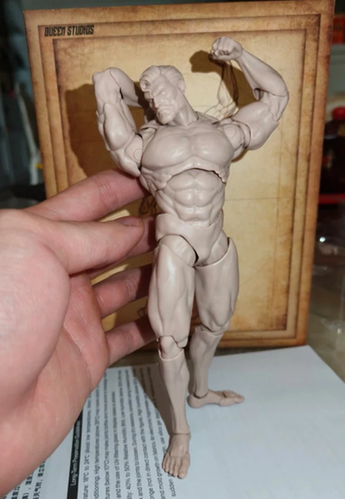 MORFIG 1/12 Scale Male Strong Muscle Body Super Flexible Joint Body 17.3cm White/Yellow/Black Soldier Action Figure Body Doll