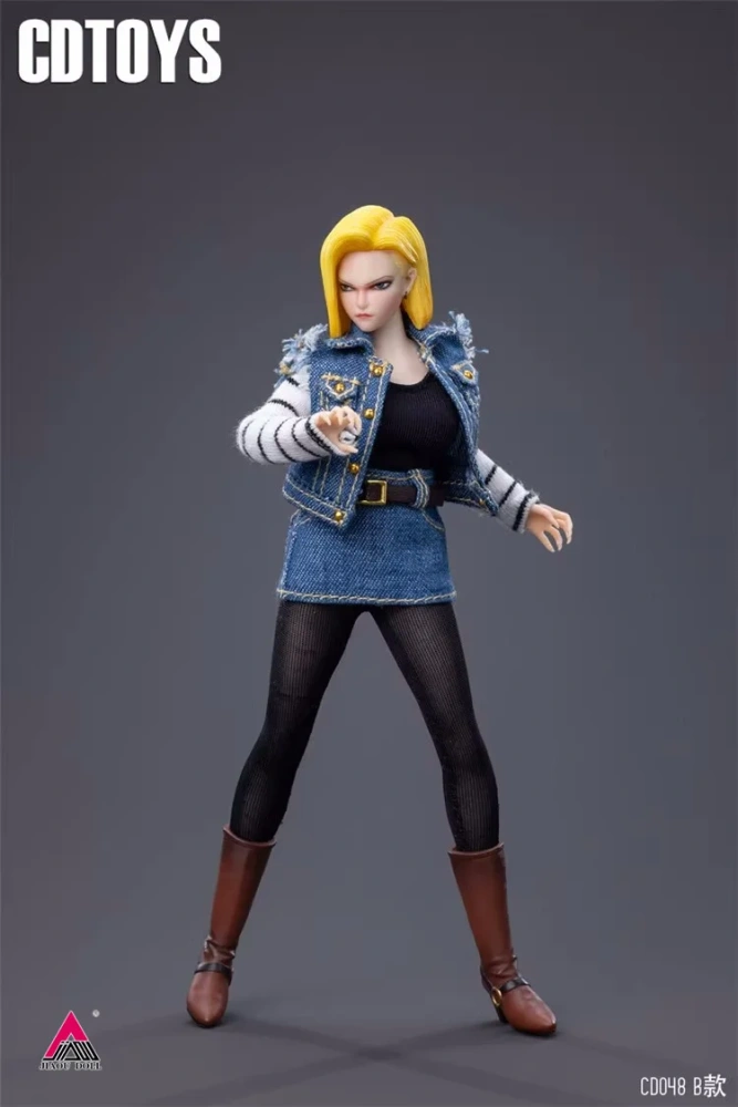 CDtoys 1/12 Scale CD048 Android 18 Head Sculpt Costume Clothes Model Fit 6inch Female Soldier Seamless Action Figure Body