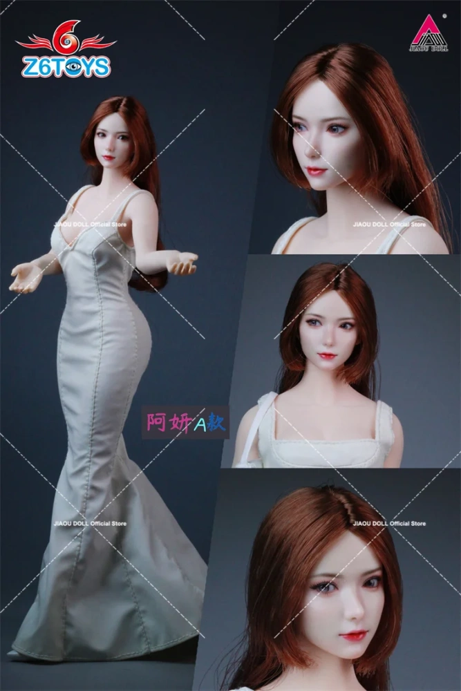 6TOYS ZC018 1/6 Asian Youth Beauty Girl Head Sculp Movable Eyes Carving Model For 12'' Female Action Figure Body Dolls