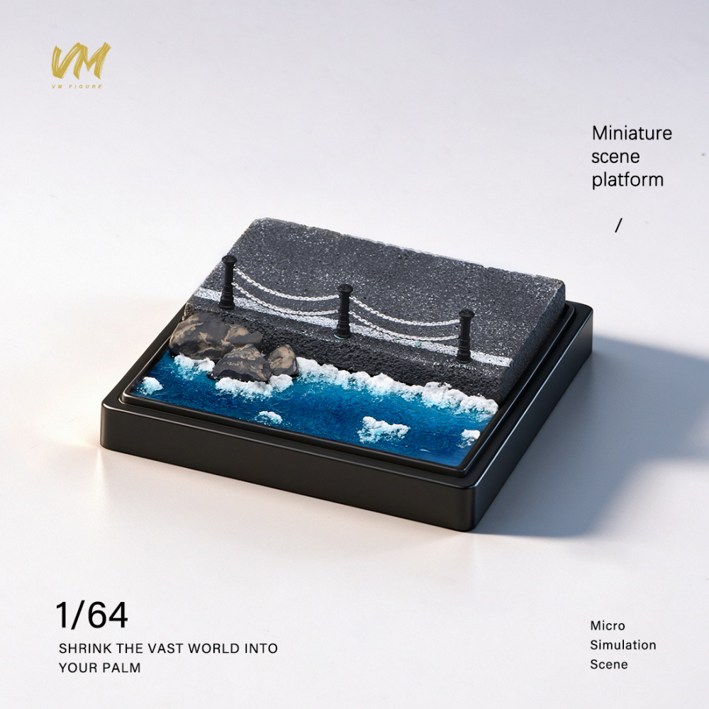 10cm Square Highway Scene Platform with Dust Cover Display Box Model Suitable For 1/64 Cars Mini Figure Dolls Miniature Display