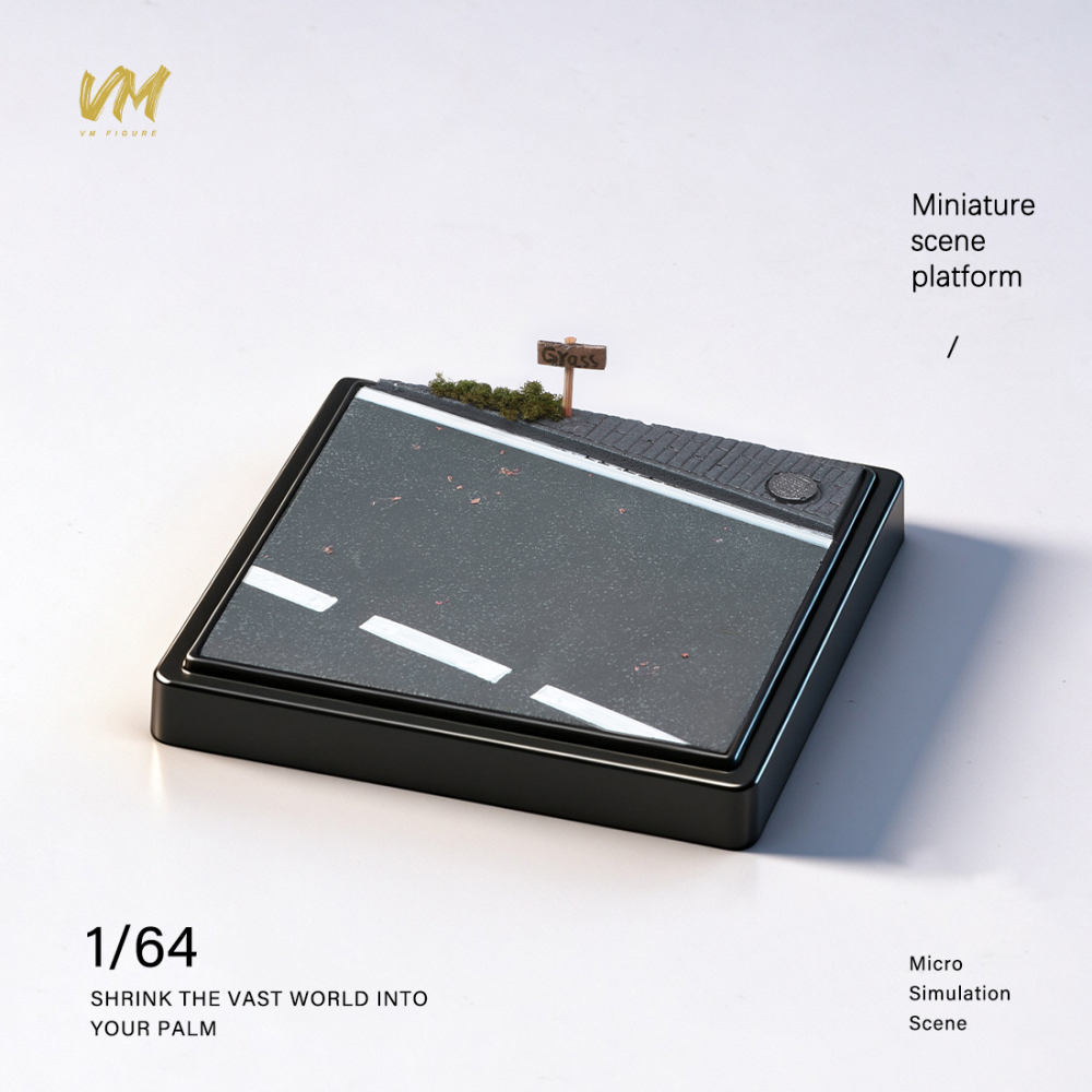 10cm Square Highway Scene Platform with Dust Cover Display Box Model Suitable For 1/64 Cars Mini Figure Dolls Miniature Display