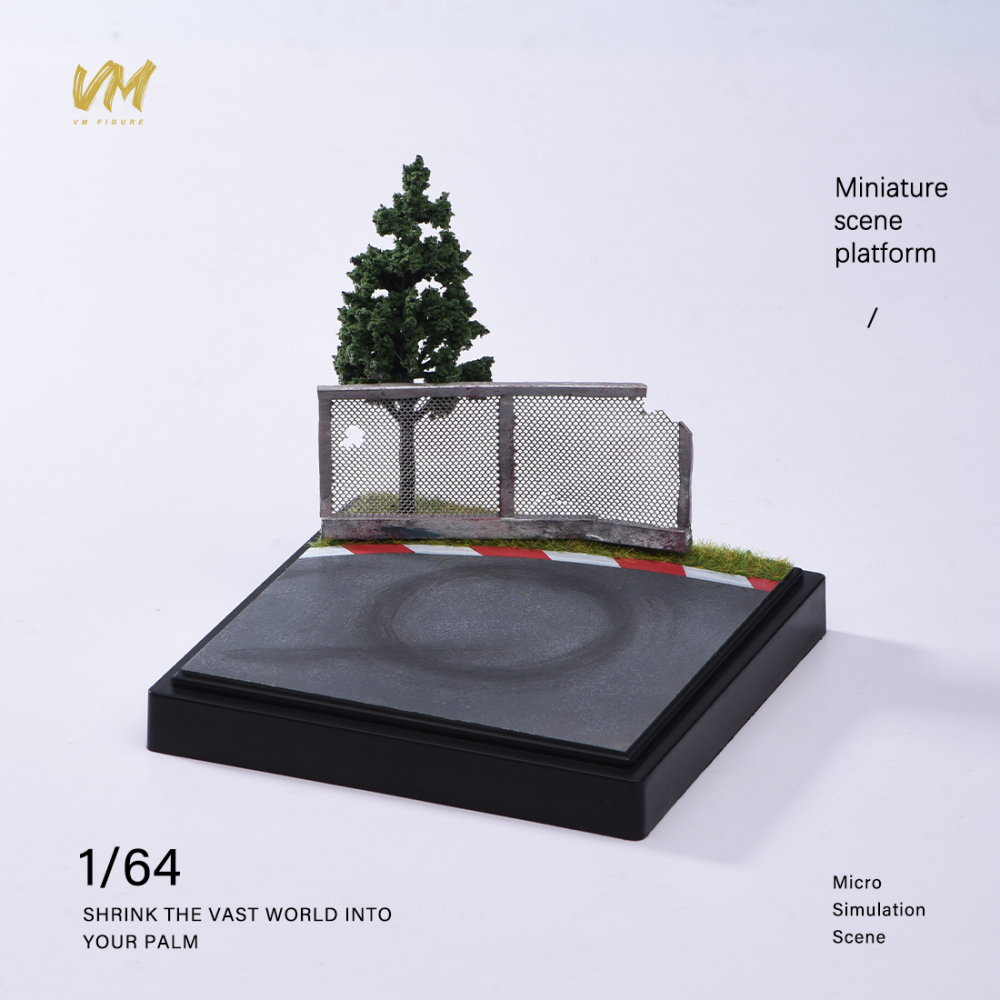 10cm Square Highway Scene Platform with Dust Cover Display Box Model Suitable For 1/64 Cars Mini Figure Dolls Miniature Display