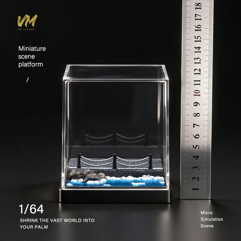 10cm Square Highway Scene Platform with Dust Cover Display Box Model Suitable For 1/64 Cars Mini Figure Dolls Miniature Display