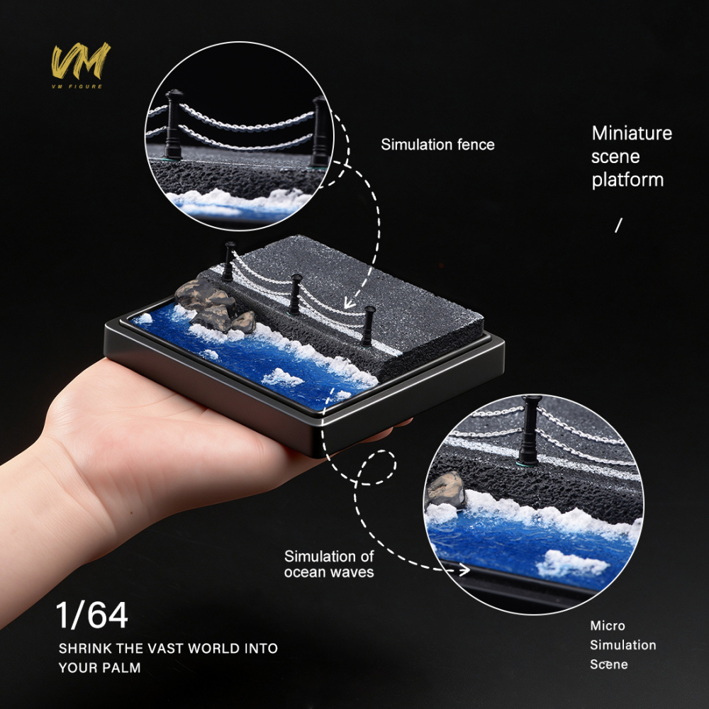 10cm Square Highway Scene Platform with Dust Cover Display Box Model Suitable For 1/64 Cars Mini Figure Dolls Miniature Display