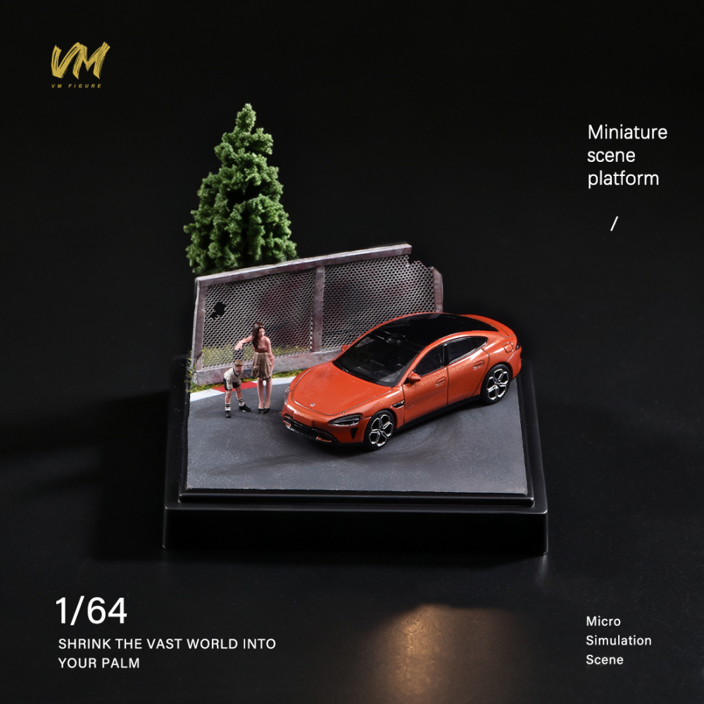 10cm Square Highway Scene Platform with Dust Cover Display Box Model Suitable For 1/64 Cars Mini Figure Dolls Miniature Display