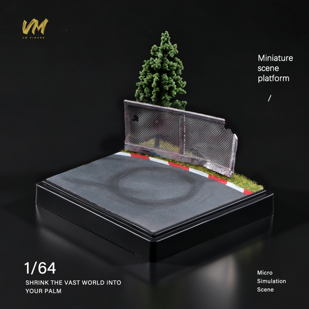 10cm Square Highway Scene Platform with Dust Cover Display Box Model Suitable For 1/64 Cars Mini Figure Dolls Miniature Display