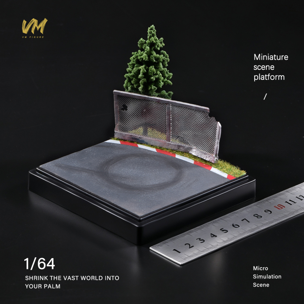 10cm Square Highway Scene Platform with Dust Cover Display Box Model Suitable For 1/64 Cars Mini Figure Dolls Miniature Display