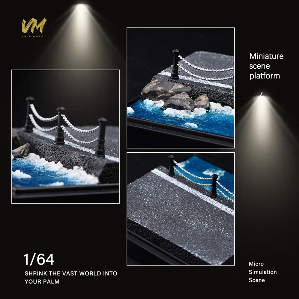 10cm Square Highway Scene Platform with Dust Cover Display Box Model Suitable For 1/64 Cars Mini Figure Dolls Miniature Display
