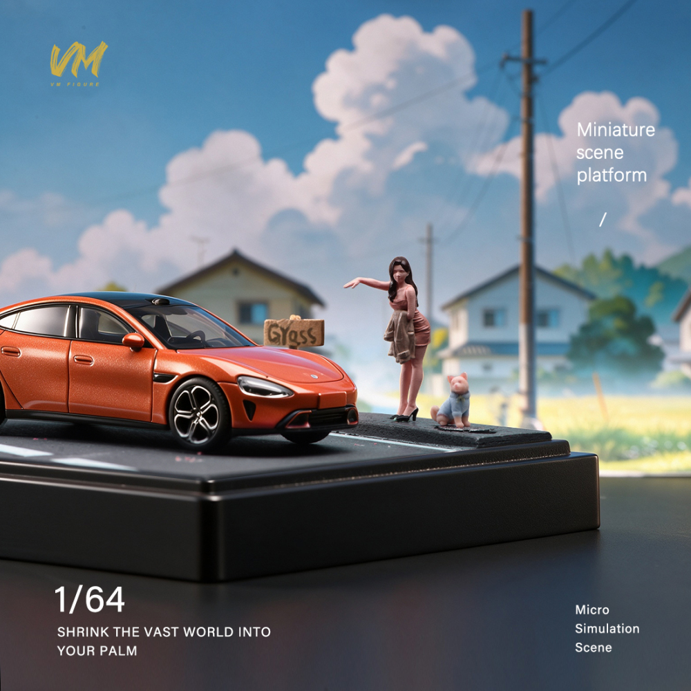 10cm Square Highway Scene Platform with Dust Cover Display Box Model Suitable For 1/64 Cars Mini Figure Dolls Miniature Display