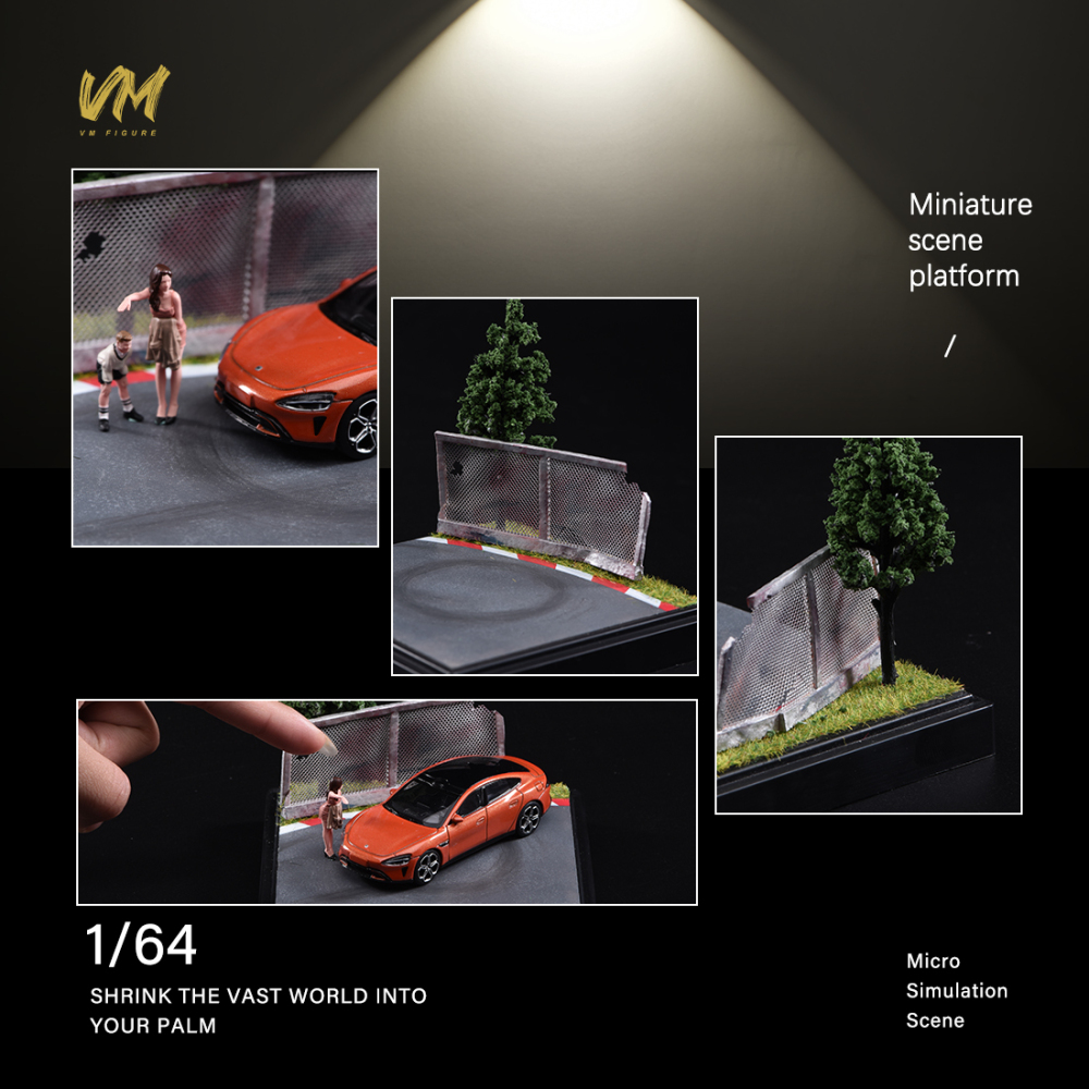 10cm Square Highway Scene Platform with Dust Cover Display Box Model Suitable For 1/64 Cars Mini Figure Dolls Miniature Display