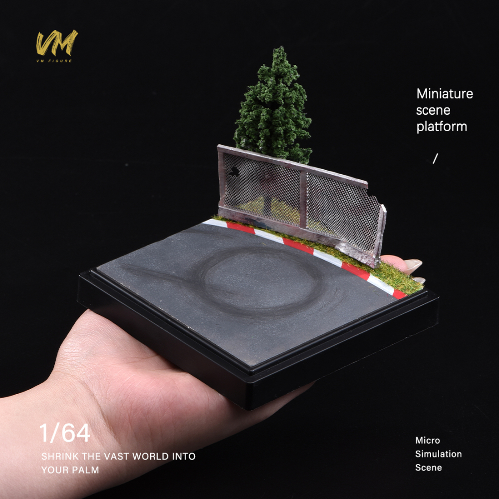 10cm Square Highway Scene Platform with Dust Cover Display Box Model Suitable For 1/64 Cars Mini Figure Dolls Miniature Display