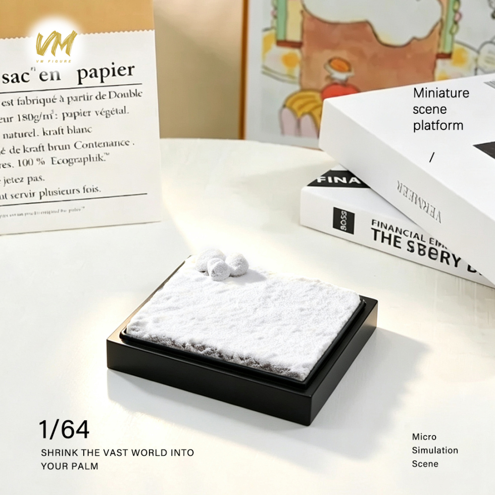 10cm Square Highway Scene Platform with Dust Cover Display Box Model Suitable For 1/64 Cars Mini Figure Dolls Miniature Display