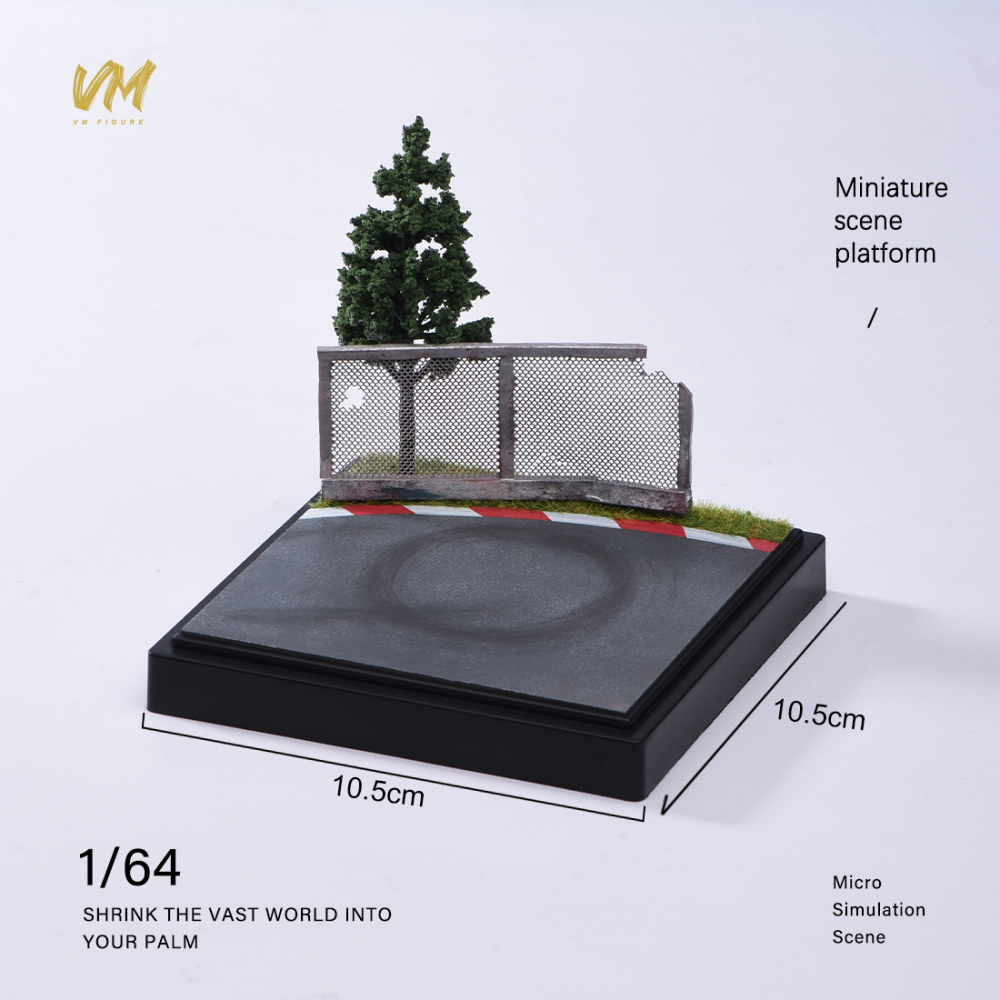 10cm Square Highway Scene Platform with Dust Cover Display Box Model Suitable For 1/64 Cars Mini Figure Dolls Miniature Display