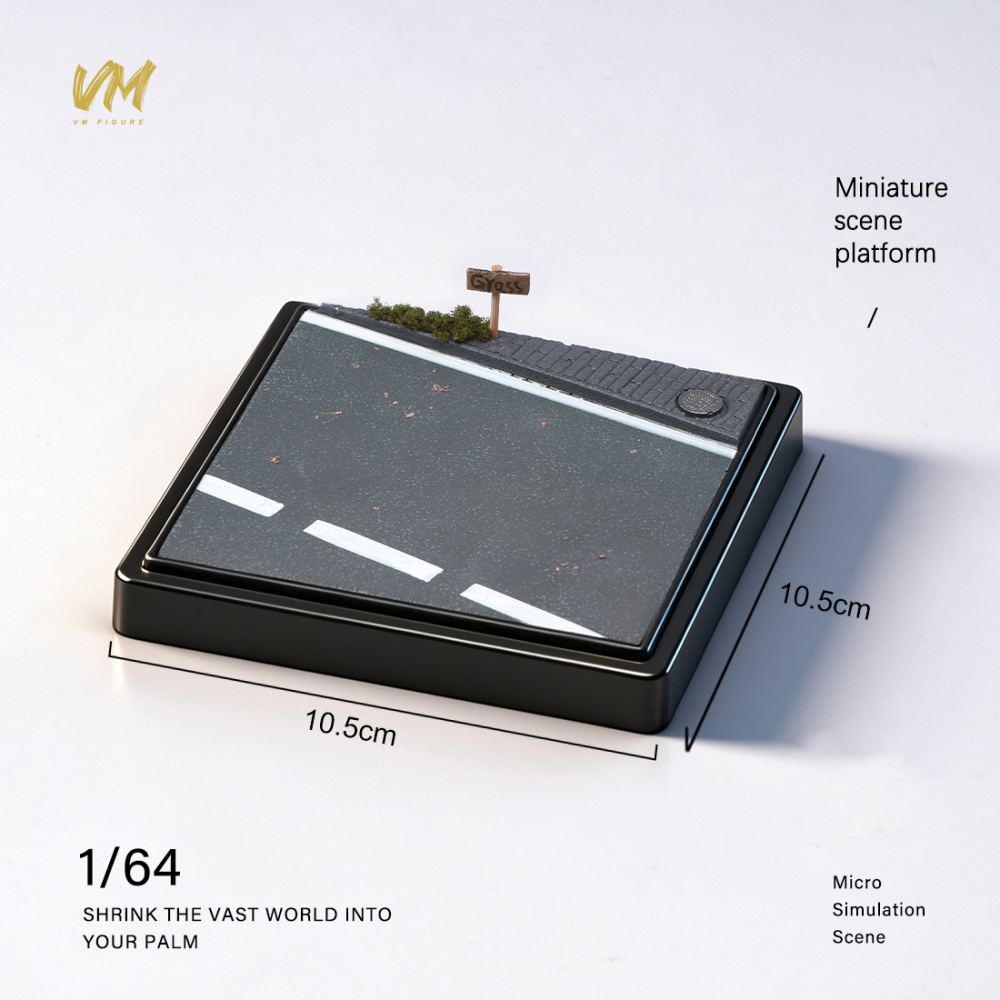 10cm Square Highway Scene Platform with Dust Cover Display Box Model Suitable For 1/64 Cars Mini Figure Dolls Miniature Display